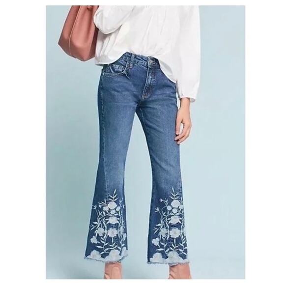 ANTHROPOLOGIE PILCRO jeans Hi Rise Flare embroidered - Picture 1 of 8
